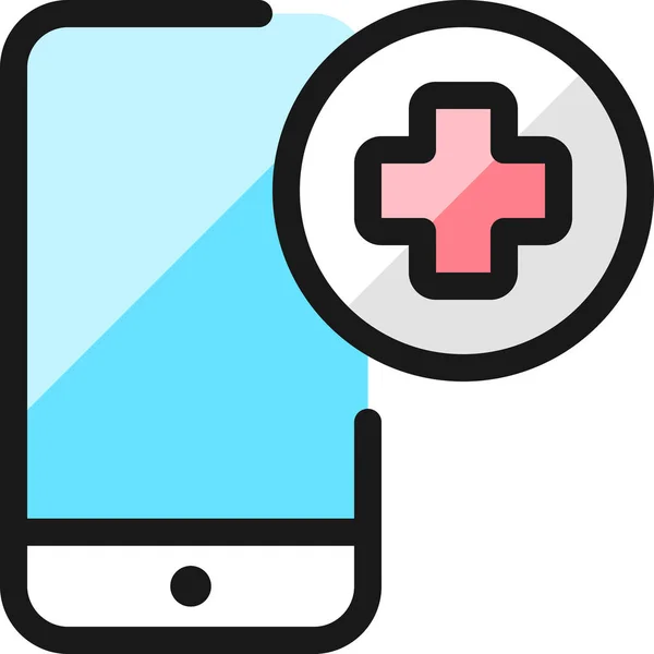 Icône Application Pour Smartphone Médical Dans Style Contour Rempli — Image vectorielle