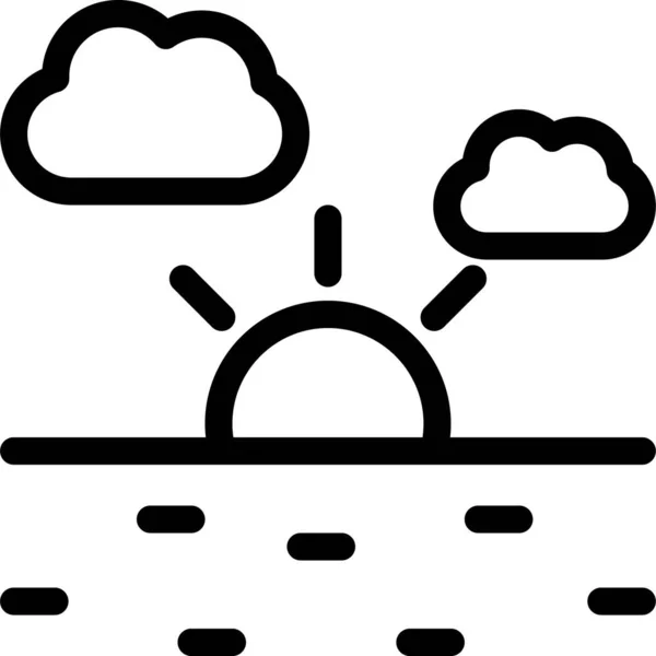 Иконка Теплой Погоды Стиле Контура — стоковый вектор