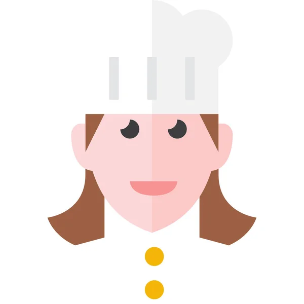 Chef Mujer Icono Plano Estilo Plano — Vector de stock