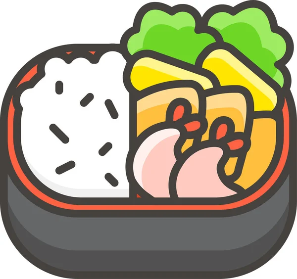 1F371 Bento Box Icon Filled Outline Style — Stock Vector