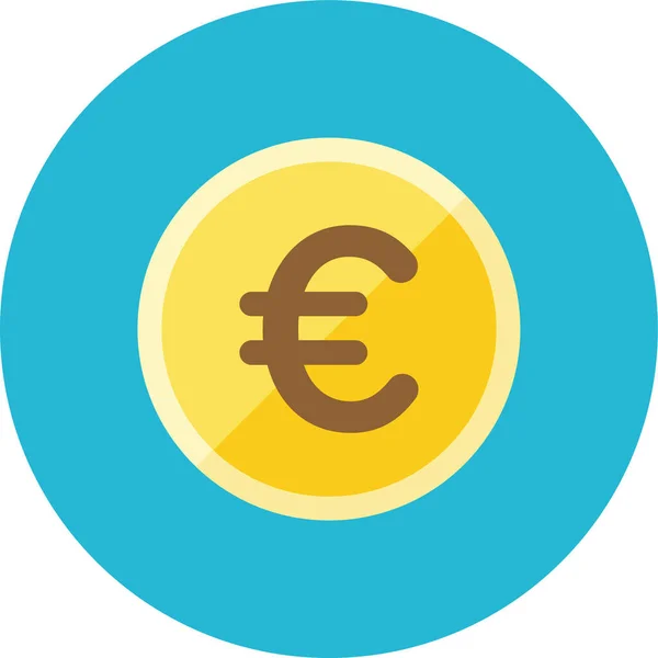 Ikon Flat Koin Euro Dalam Gaya Datar - Stok Vektor