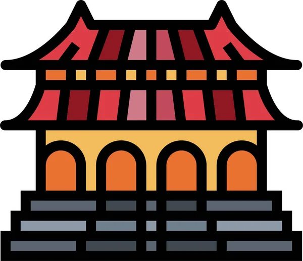 Architecture China City Icon Filled Outline Style — Stock Vector