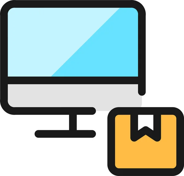 Monitor Envío Icono Esquema Rellenado Estilo Esquema Rellenado — Vector de stock