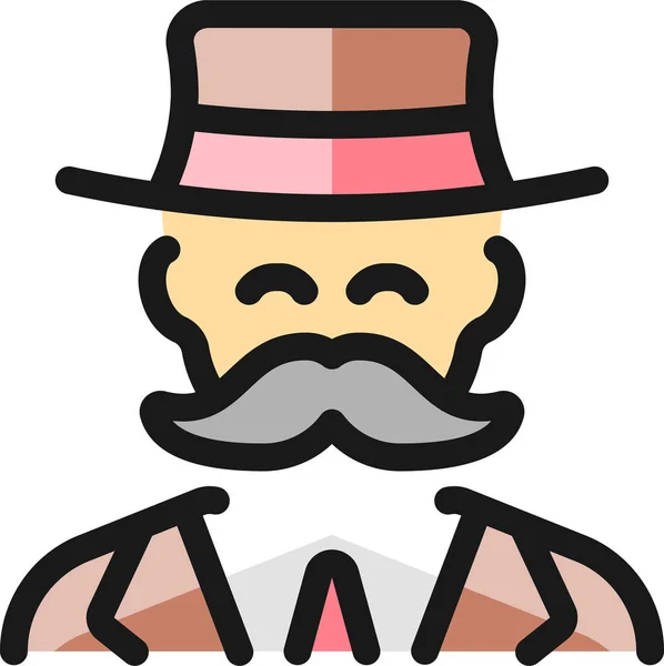 Man Moustache Vintage Icon Filled Outline Style — Stock Vector