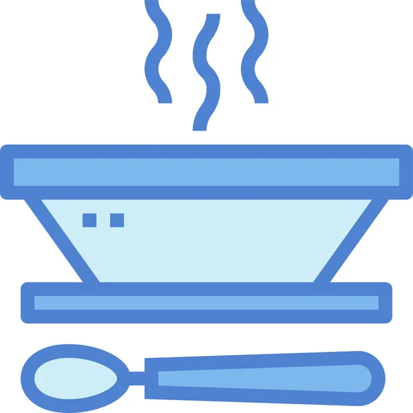 Kom Eten Warm Pictogram Gevulde Outline Stijl — Stockvector