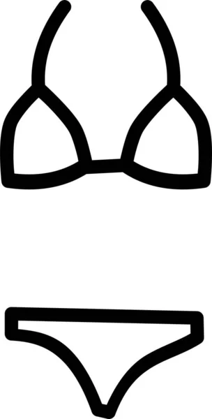 Bikini Playa Icono Natación Estilo Dibujado Mano — Vector de stock