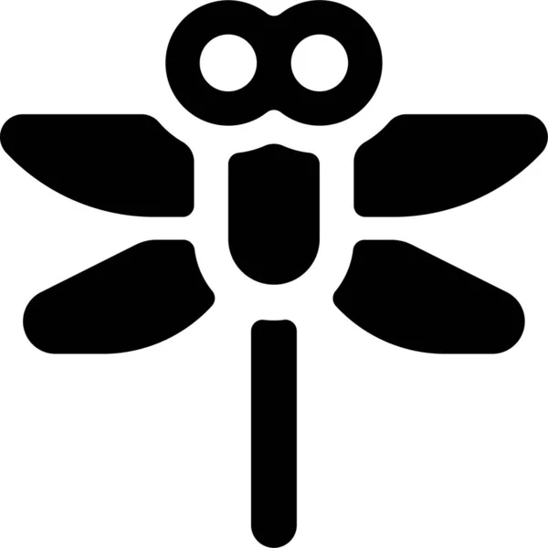 Стрекоза Домашние Животные Крылья Икона Твердом Стиле — стоковый вектор