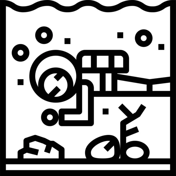 Значок Акваріумного Дайвера Підводного Плавання Контурному Стилі — стоковий вектор