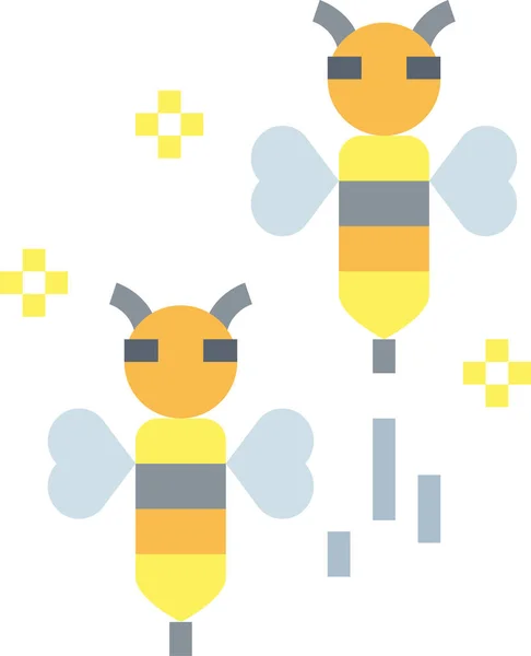 Animaux Abeille Bug Icône Dans Style Plat — Image vectorielle