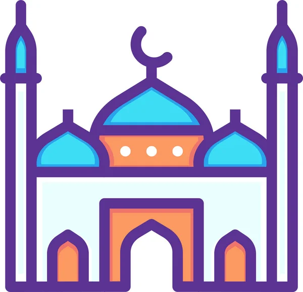 Islamische Moschee Muslimische Ikone Ausgefüllten Umriss — Stockvektor
