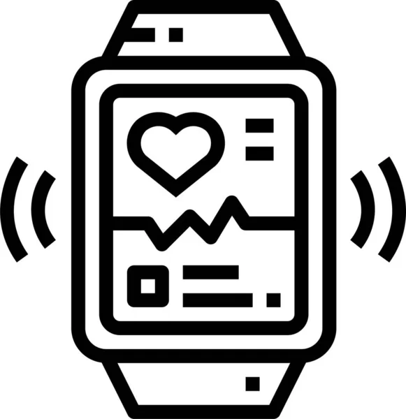 App Électronique Smartwatch Icône Dans Style Contour — Image vectorielle