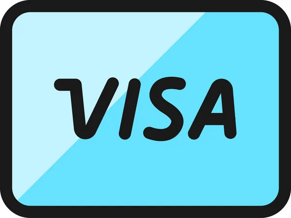 Creditcard Visum Pictogram Gevulde Outline Stijl — Stockvector