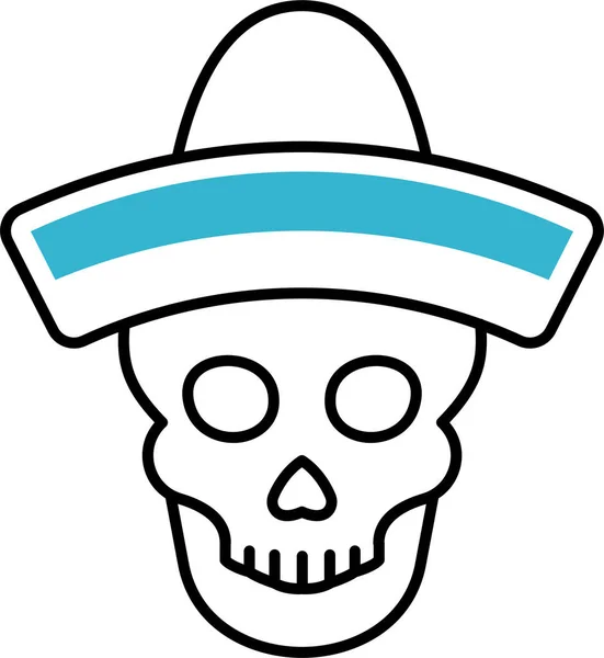 Sombrero Icono Esqueleto Mexicano — Vector de stock