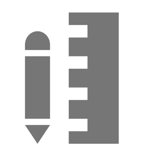 Ikona Miary Linijki Ołówka Solidnym Stylu — Wektor stockowy