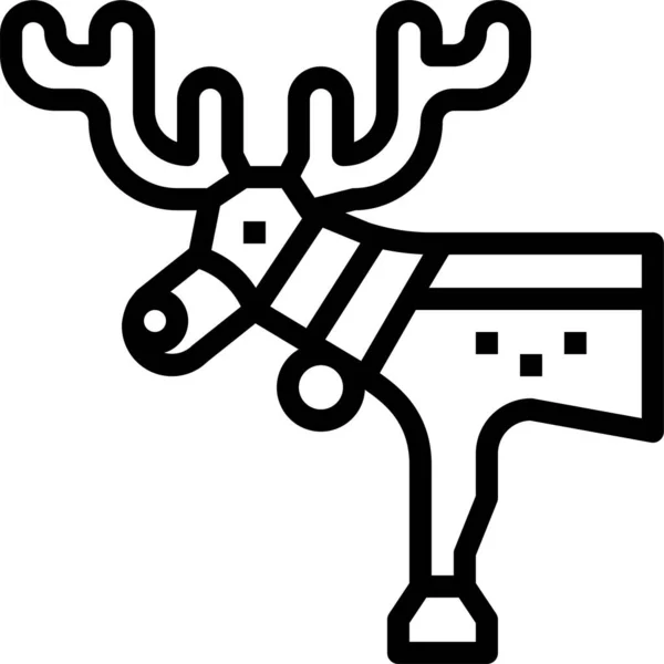 Venado Navidad Animal Icono — Vector de stock