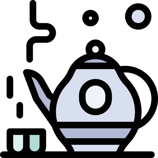 Green Tea Teapot Icon Relaxation Mental Health Category — Stock Vector