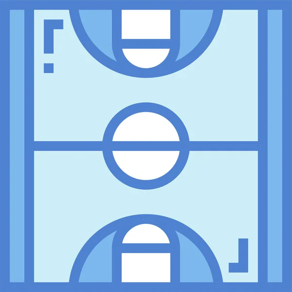 Canasta Baloncesto Icono Campo Estilo Contorno Lleno — Vector de stock