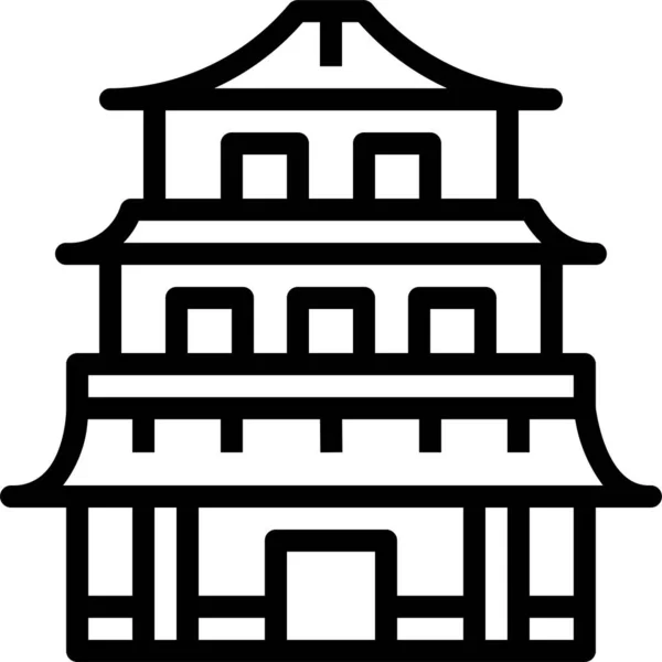 Architecture Bâtiment Chine Icône Dans Style Contour — Image vectorielle