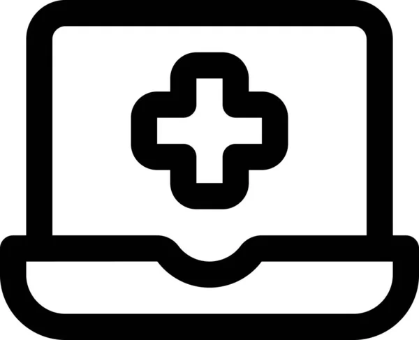 Laptop Ícone Computador Medicina Estilo Esboço — Vetor de Stock