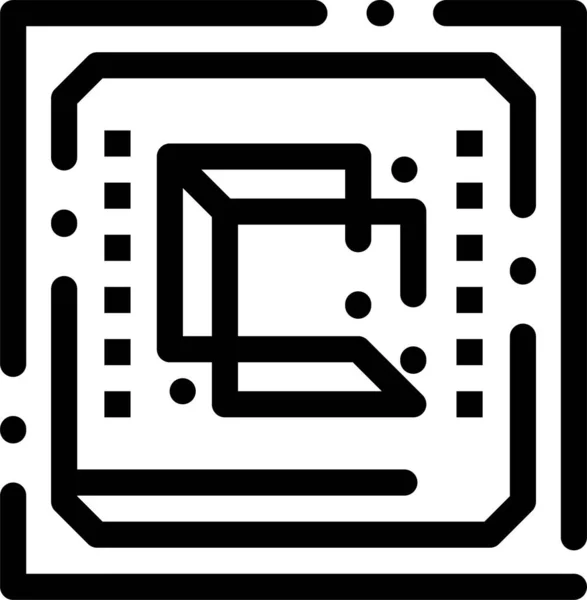 Chip Computer Cpu Symbol Umriss Stil — Stockvektor