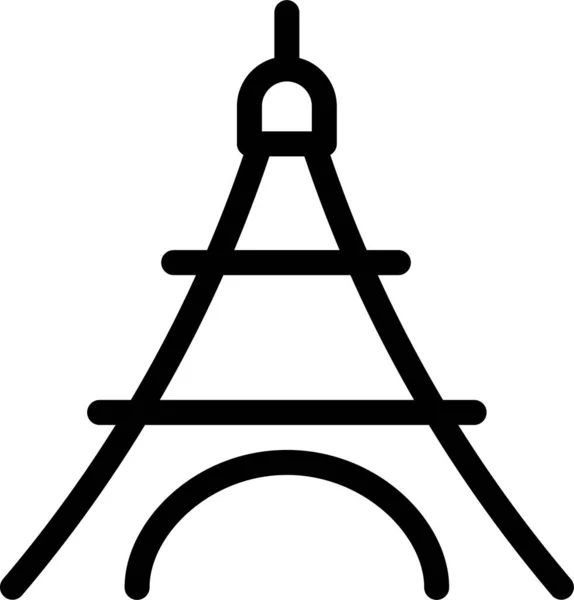 Eiffel Franciaország Mérföldkő Ikon Körvonalazott Stílusban — Stock Vector
