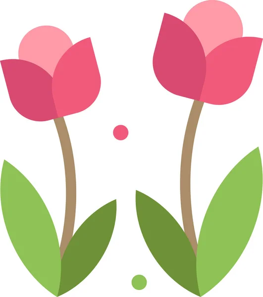 植物区系花卉自然图标 扁平型 — 图库矢量图片