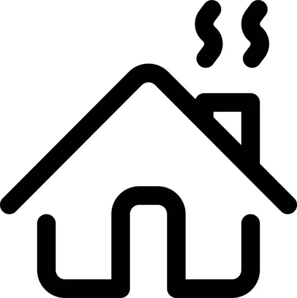 Humo Hogar Chimenea Icono Estilo Del Esquema — Archivo Imágenes Vectoriales