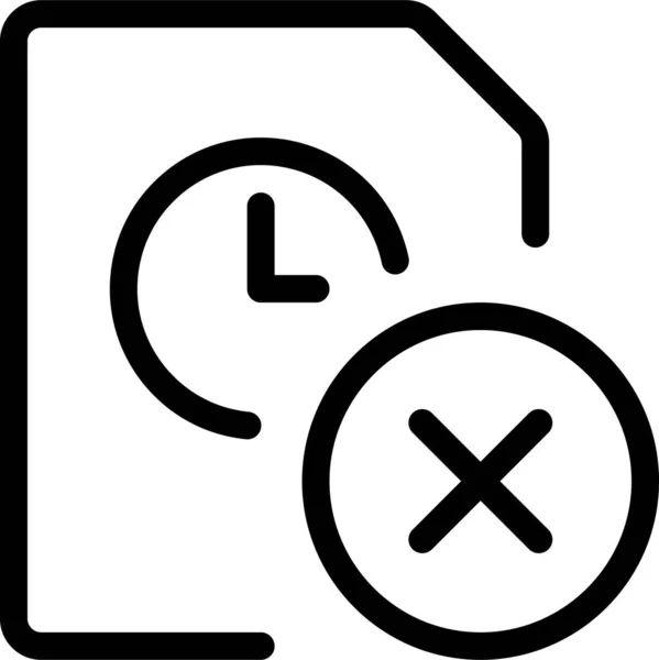 Reloj Borrar Icono Del Documento Estilo Esquema — Vector de stock