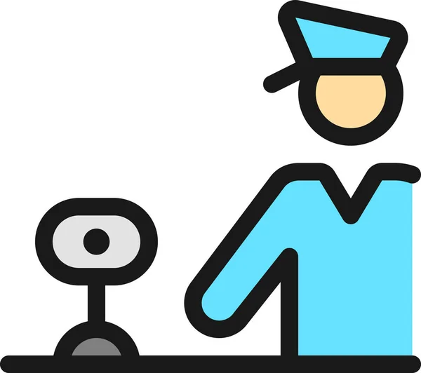 Güvenlik Subayı Kamera Simgesi Tam Hatlı Biçimdename — Stok Vektör