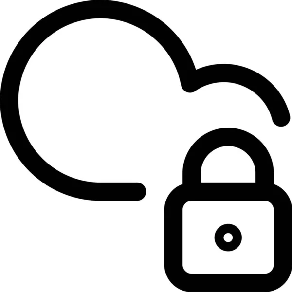 Cloud Lock Bezpieczna Ikona Stylu Zarysu — Wektor stockowy