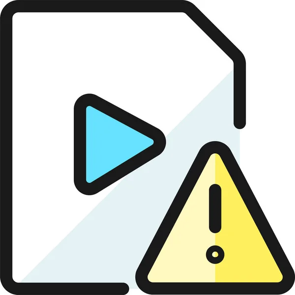 Video File Warning Icon Filled Outline Style — Stock Vector