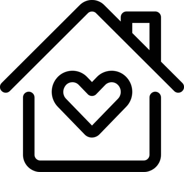 Corazón Casa Como Icono Estilo Del Esquema — Vector de stock