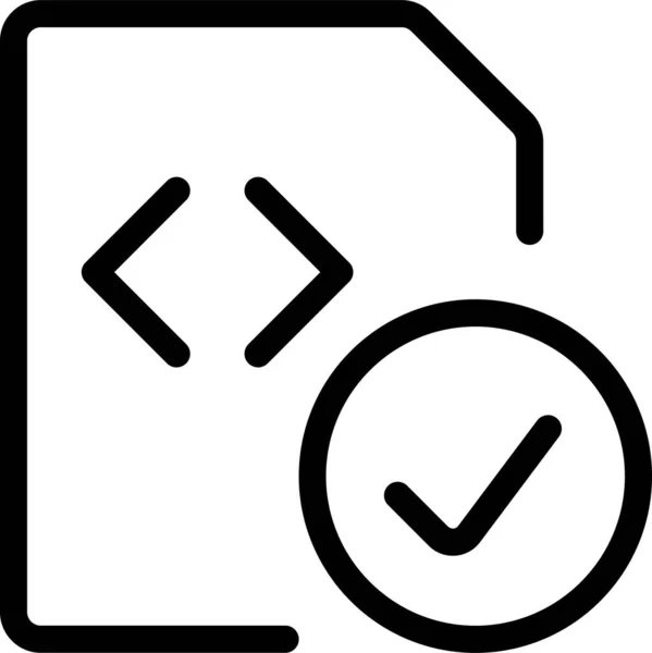Έλεγχος Εικονίδιο Κώδικα Σήμα Ελέγχου Στυλ Περίγραμμα — Διανυσματικό Αρχείο