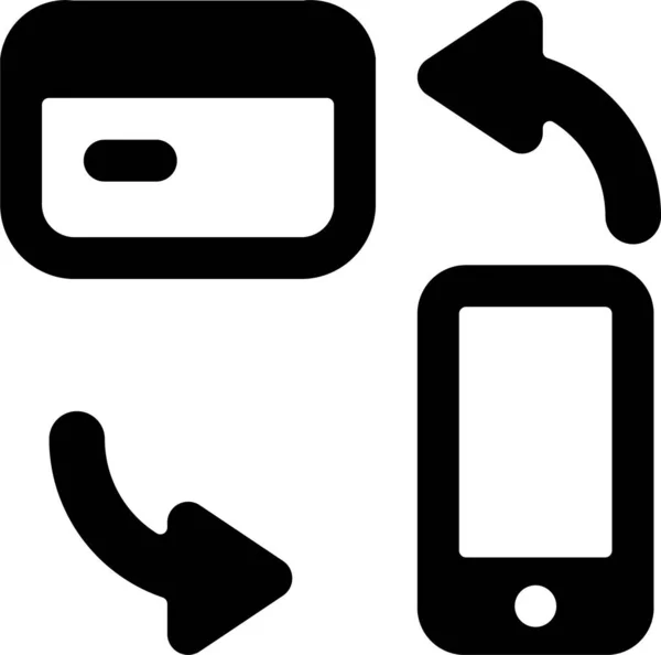 ソリッドスタイルのクレジットカードスマートフォンのアイコン — ストックベクタ