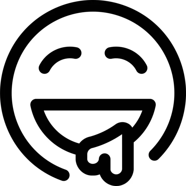 Icône Chat Bave Smiley Dans Style Contour — Image vectorielle