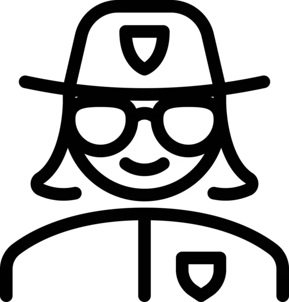 Icône Contour Femme Police Dans Style Contour — Image vectorielle