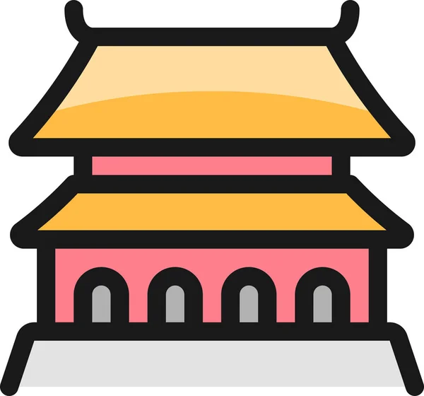 Landmark Forbidden City Icon Filled Outline Style — Stock Vector