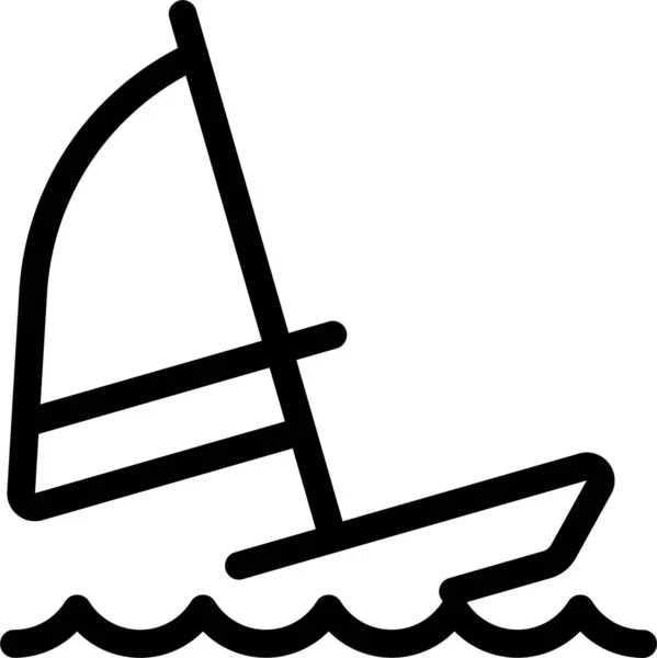 Иконка Лодки Открытом Воздухе Стиле Очертаний — стоковый вектор