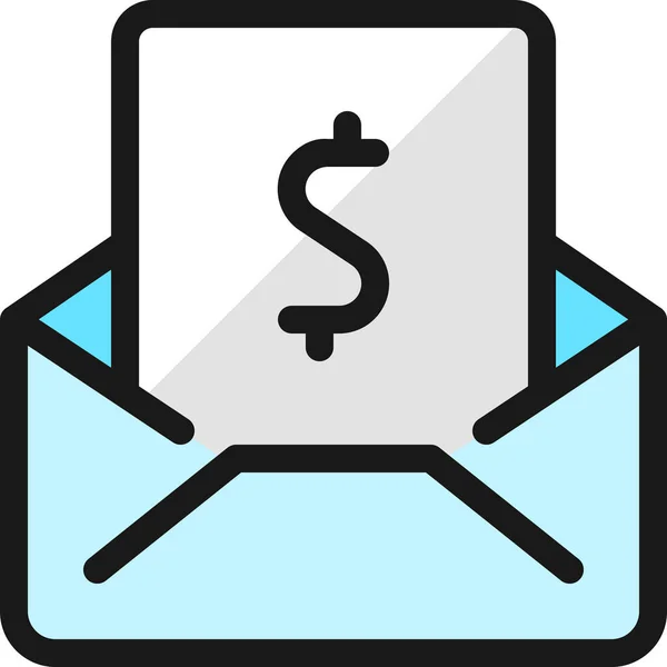 Mail Aktion Cash Symbol Ausgefüllten Umriss Stil — Stockvektor