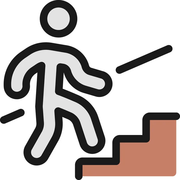 Person Stairs Ascend Icon Filled Outline Style — Stock Vector