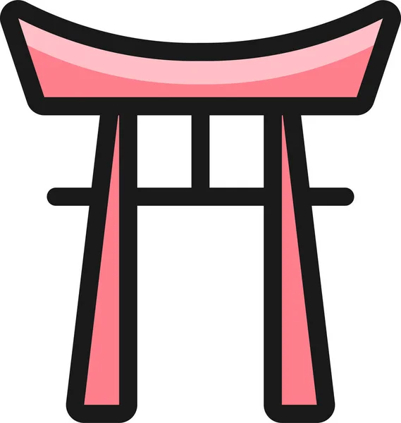 Landmärke Japansk Helgedom Ikon Fylld Kontur Stil — Stock vektor