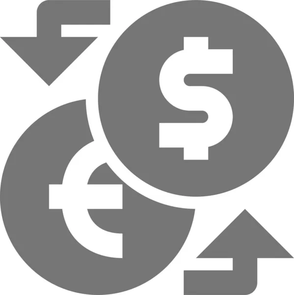 Dollari Euro Vaihto Kuvake Vankka Tyyli — vektorikuva