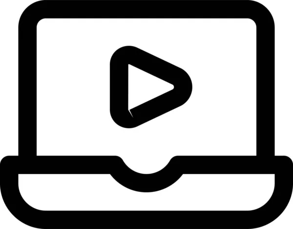 Icône Ordinateur Portable Lecteur Vidéo Dans Style Contour — Image vectorielle