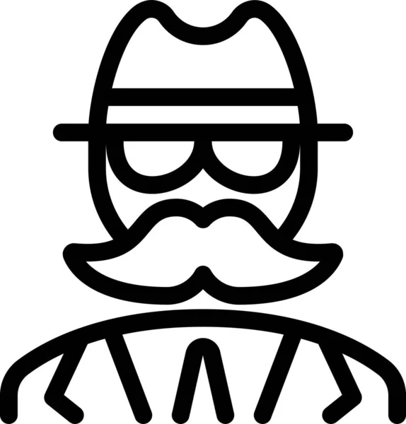 Hombre Policía Espía Icono Estilo Esquema — Archivo Imágenes Vectoriales