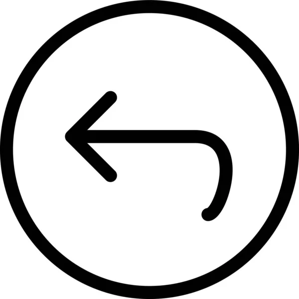 Pfeil Zurück Kreis Symbol Umrissstil — Stockvektor