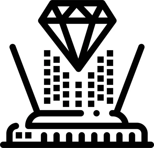 Ícone Projeção Holograma Diamante — Vetor de Stock