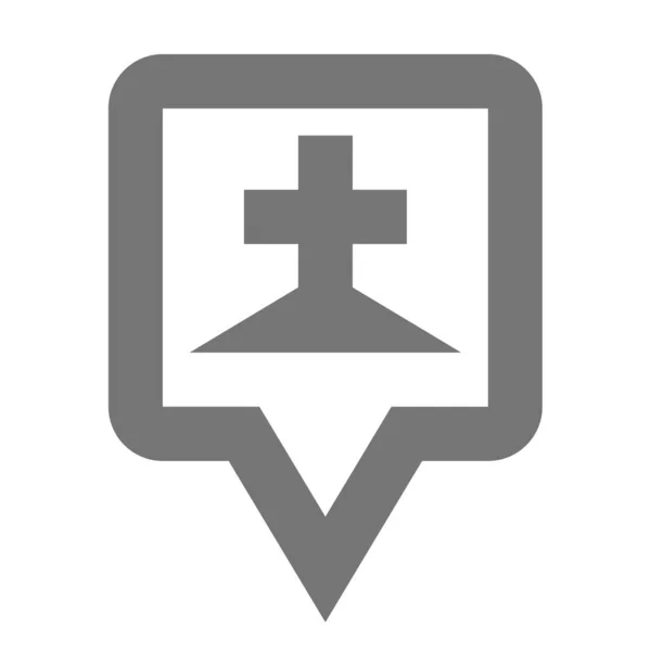 Locatie Pin Kerk Pictogram Omtrek Stijl — Stockvector