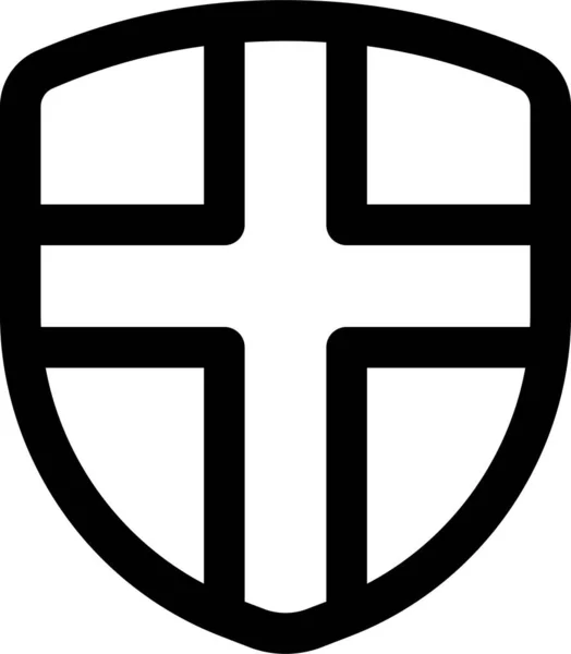 Захисний Щит Військовий Значок Контурному Стилі — стоковий вектор