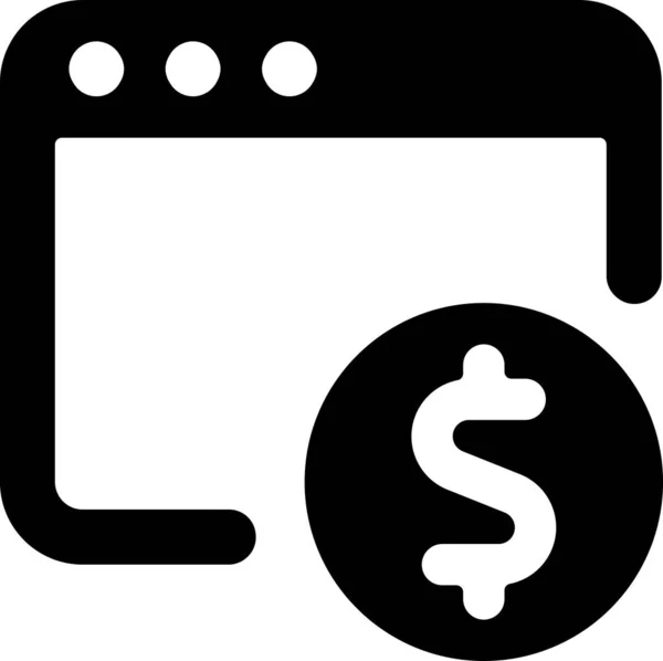 App Fenster Cash Symbol Solidem Stil — Stockvektor