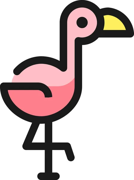 Flamingo Symbol Für Wildvogel Ausgefülltem Outline Stil — Stockvektor